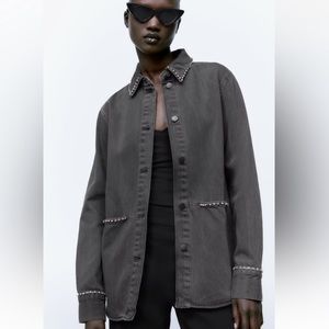 Zara grey denim jacket with crystals